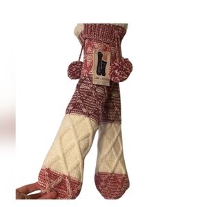 Jane and Bleecker Festive Red and White Knit Stocking